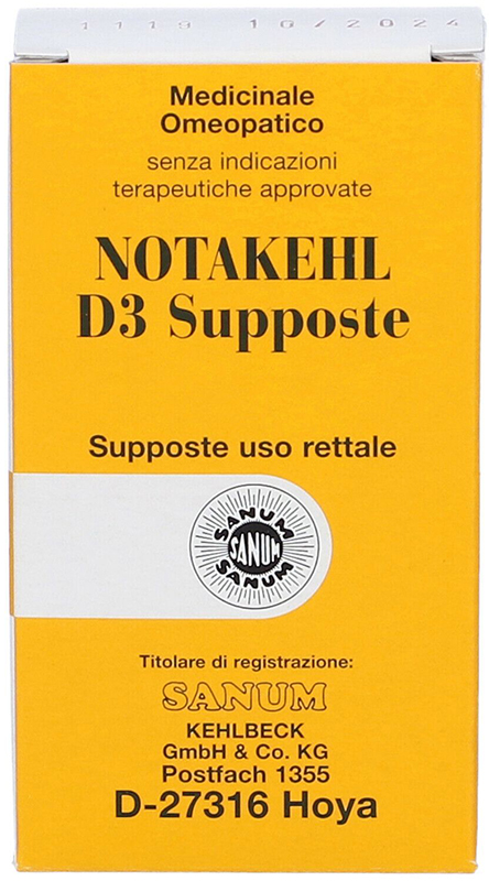 NOTAKEHL D3 10 SUPPOSTE 2G SANUM - Farmacia Murachelli Di Putelli dr. Giovanni