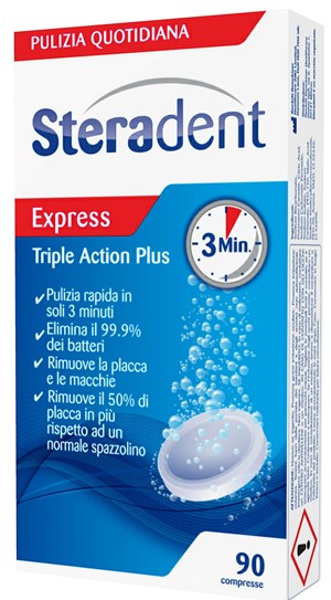 STERADENT TRIPLE ACTION PLUS 90 COMPRESSE PULENTI - Farmacia Murachelli Di Putelli dr. Giovanni
