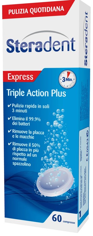 STERADENT TRIPLE ACTION PLUS 60 COMPRESSE PULENTI - Farmacia Murachelli Di Putelli dr. Giovanni