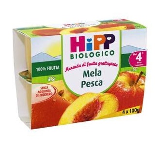 HIPP BIO FRUTTA GRATTUGGIATA MELA PESCA 4X100 G - Farmacia Murachelli Di Putelli dr. Giovanni