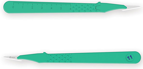 BISTURI MONOUSO E STERILE NUMERO 11. LAMA IN ACCIAIO INOX SALDATA ALL'INTERNO DI UN MANICO IN ABS LEGGERO ED ERGONOMICO. ASSICURANO AFFILATURA E UN PERFETTO CONTROLLO DEL TAGLIO - Farmacia Murachelli Di Putelli dr. Giovanni