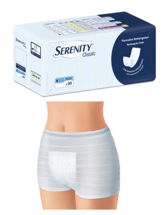 PANNOLONE PER INCONTINENZA FORMATO RETTANGOLARE CON BARRIERA SERENITY 30 PEZZI - Farmacia Murachelli Di Putelli dr. Giovanni