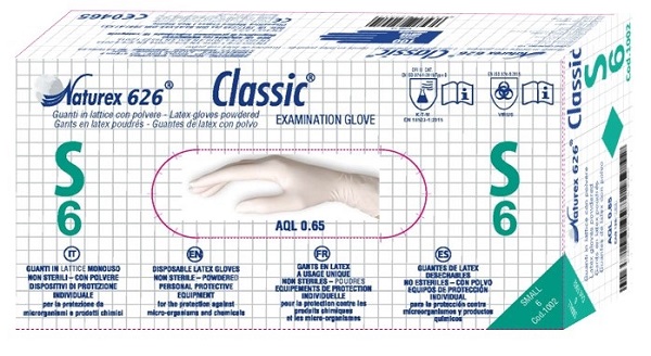 GUANTO IN LATTICE MONOUSO NON STERILE CON POLVERE NATUREX 626 CLASSIC MISURA SMALL 100 PEZZI - Farmacia Murachelli Di Putelli dr. Giovanni