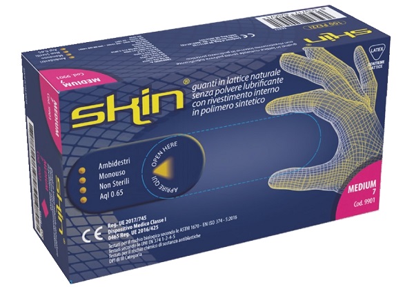 GUANTO IN LATTICE SENZA POLVERE LUBRIFICANTE SKIN M 100 PEZZI - Farmacia Murachelli Di Putelli dr. Giovanni
