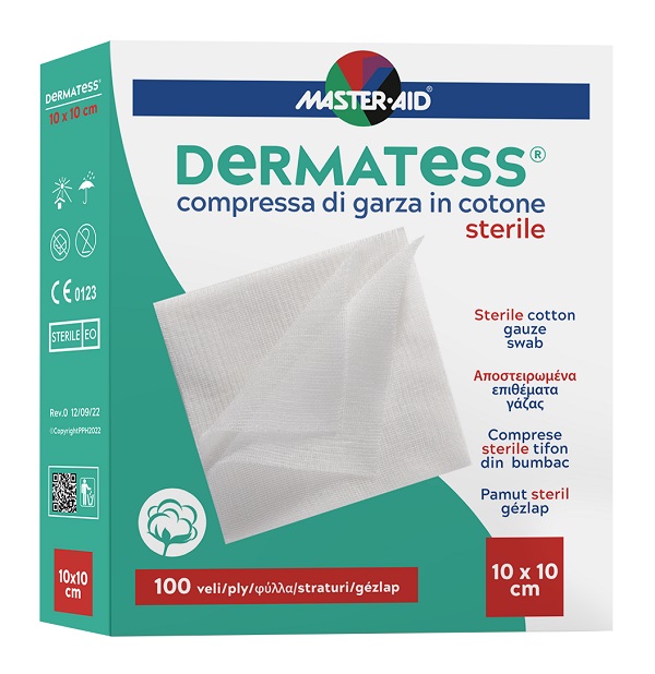GARZA COMPRESSA MASTER-AID DERMATESS COTONE 10X10CM 100 PEZZI - Farmacia Murachelli Di Putelli dr. Giovanni