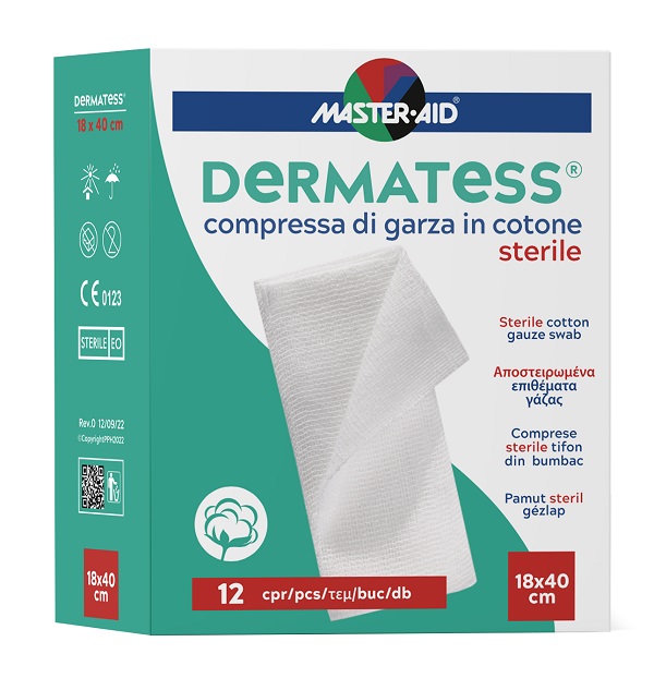 GARZA COMPRESSA MASTER-AID DERMATESS COTONE 18X40CM 12 PEZZI - Farmacia Murachelli Di Putelli dr. Giovanni