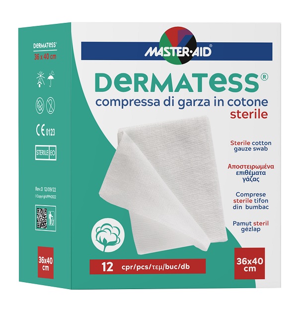 GARZA COMPRESSA MASTER-AID DERMATESS COTONE 36X40CM 12 PEZZI - Farmacia Murachelli Di Putelli dr. Giovanni