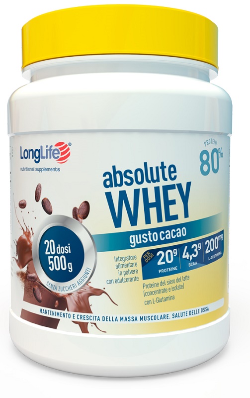 LONGLIFE ABSOLUTE WHEY CACAO 500 G - Farmacia Murachelli Di Putelli dr. Giovanni