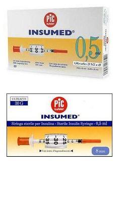 SIRINGA PER INSULINA PIC INSUMED 0,3 ML 100 UI SPAZIO ZERO AGO 30 GAUGE 8 MM 3 SACCHETTI DA 10 PEZZI - Farmacia Murachelli Di Putelli dr. Giovanni