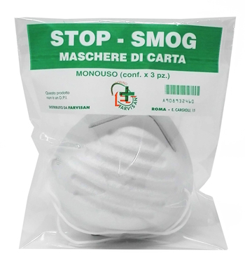 MASCHERE DI CARTA STOP-SMOG MONOUSO 3 PEZZI - Farmacia Murachelli Di Putelli dr. Giovanni