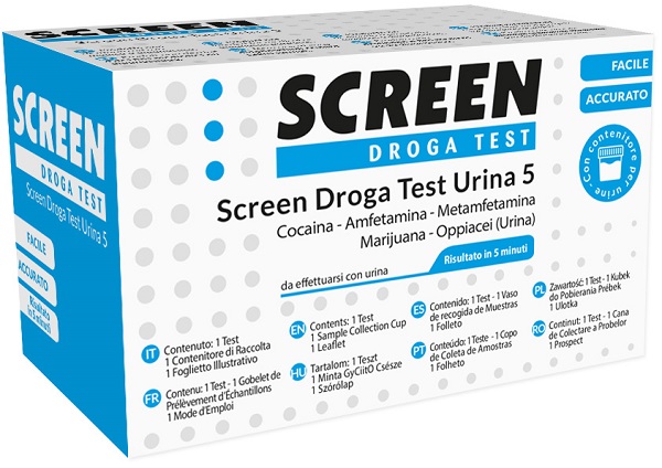 SCREEN DROGA TEST 5 DROGHE TEST ANTIDROGA CON CONTENITORE URINA - Farmacia Murachelli Di Putelli dr. Giovanni
