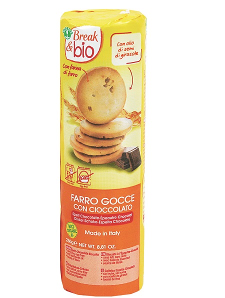 BREAK & BIO BISCOTTI FARRO GOCCE CON CIOCCOLATO FONDENTE 250 G SENZA UOVA - Farmacia Murachelli Di Putelli dr. Giovanni
