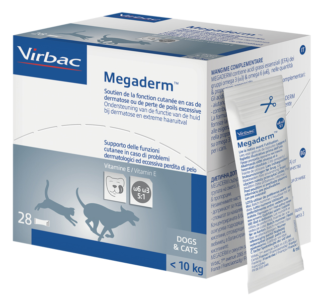 MEGADERM SUPPLEMENTO GATTI E CANI INFERIORI A 10 KG SCATOLA DA 32 SACCHETTI MONODOSE 4 ML - Farmacia Murachelli Di Putelli dr. Giovanni