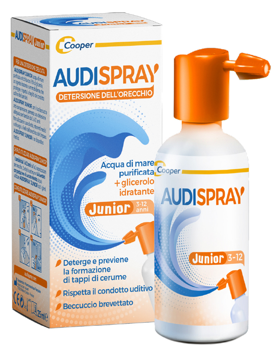 AUDISPRAY JUNIOR 3-12 ANNI SOLUZIONE DI ACQUA DI MARE IPERTONICA SPRAY SENZA GAS IGIENE ORECCHIO 25ML - Farmacia Murachelli Di Putelli dr. Giovanni