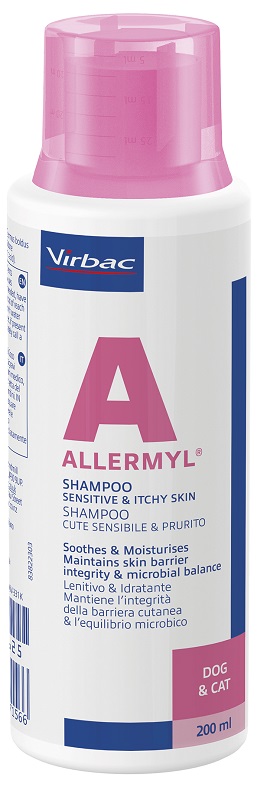 ALLERMYL SHAMPOO PER CUTE SENSIBILE E PRURITO CANE E GATTO 200 ML - Farmacia Murachelli Di Putelli dr. Giovanni