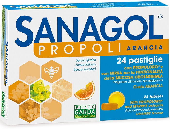 SANAGOL PROPOLI SENZA ZUCCHERO ARANCIA 24 CARAMELLE - Farmacia Murachelli Di Putelli dr. Giovanni
