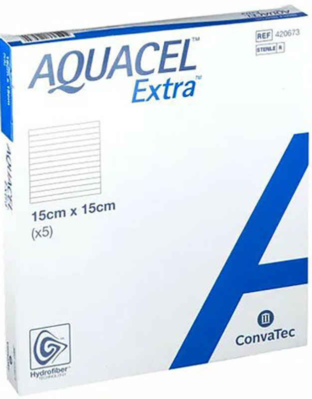 MEDICAZIONE IN HYDROFIBER E IONI ARGENTO INTESSUTA IN LYOCELL AQUACEL AG EXTRA DRS 15X15CM 5 PEZZI - Farmacia Murachelli Di Putelli dr. Giovanni