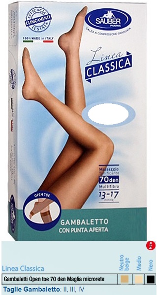SAUBER GAMBALETTO OPEN TOE MAGLIA MICRORETE 70 DEN COLORE MEDIO TAGLIA 2 LINEA CLASSICA - Farmacia Murachelli Di Putelli dr. Giovanni