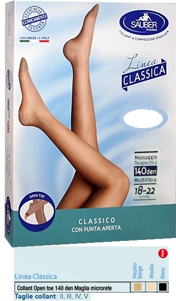 SAUBER COLLANT OPEN TOE MAGLIA MICRORETE 140 DEN COLORE NEUTRO BEIGE TAGLIA 2 LINEA CLASSICA - Farmacia Murachelli Di Putelli dr. Giovanni
