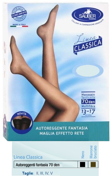 SAUBER AUTOREGGENTE FANTASIA 70 DEN MAGLIA MICRORETE COLORE NERO TAGLIA 5 LINEA CLASSICA - Farmacia Murachelli Di Putelli dr. Giovanni