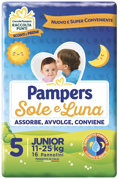 PANNOLINO PER BAMBINO PAMPERS SOLE & LUNA FLASH JUNIOR 16 PEZZI - Farmacia Murachelli Di Putelli dr. Giovanni