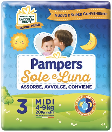 PANNOLINO PER BAMBINO PAMPERS SOLE & LUNA MIDI 20 PEZZI - Farmacia Murachelli Di Putelli dr. Giovanni