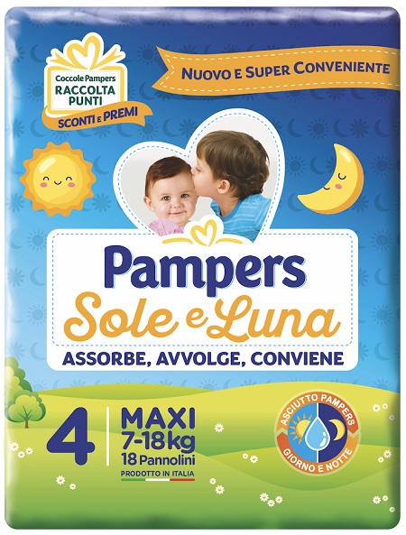 PANNOLINO PER BAMBINO PAMPERS SOLE & LUNA MAXI 18 PEZZI - Farmacia Murachelli Di Putelli dr. Giovanni
