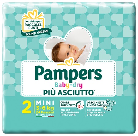 PANNOLINI PER BAMBINI PAMPERS BABY DRY DOWNCOUNT NO FLASH MINI 24 PEZZI BUONO SCONTO - Farmacia Murachelli Di Putelli dr. Giovanni