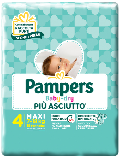 PANNOLINI PER BAMBINI PAMPERS BABY DRY DOWNCOUNT NO FLASH MAXI 19 PEZZI - Farmacia Murachelli Di Putelli dr. Giovanni