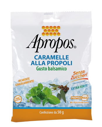 APROPOS CARAMELLE DURE ALLA PROPOLI BALSAMICHE SENZA ZUCCHERO 50 G - Farmacia Murachelli Di Putelli dr. Giovanni