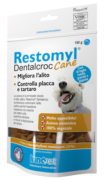 RESTOMYL DENTALCROC CANI TAGLIA MEDIA GRANDE E GIGANTE BUSTA 150 G - Farmacia Murachelli Di Putelli dr. Giovanni