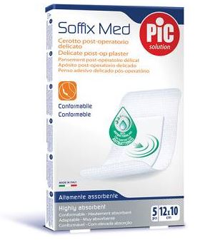 CEROTTO PIC SOFFIX MED IN TNT CON TAMPONE CENTRALE ASSORBENTE STERILE MONOUSO 10X12 CM ANTIBATTERICO 5 PEZZI - Farmacia Murachelli Di Putelli dr. Giovanni