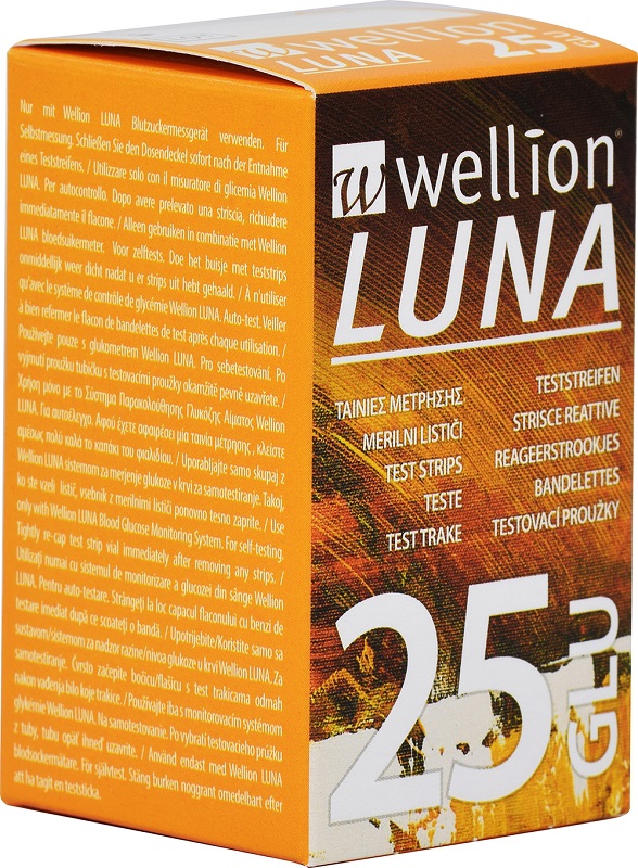 WELLION LUNA 25 STRIPS STRISCE PER MISURAZIONE GLICEMIA - Farmacia Murachelli Di Putelli dr. Giovanni