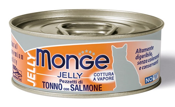 MONGE NATURAL QUALITY GATTO MONGE JELLY PEZZETTI DI TONNO BONITO/SALMONE 80 G - Farmacia Murachelli Di Putelli dr. Giovanni