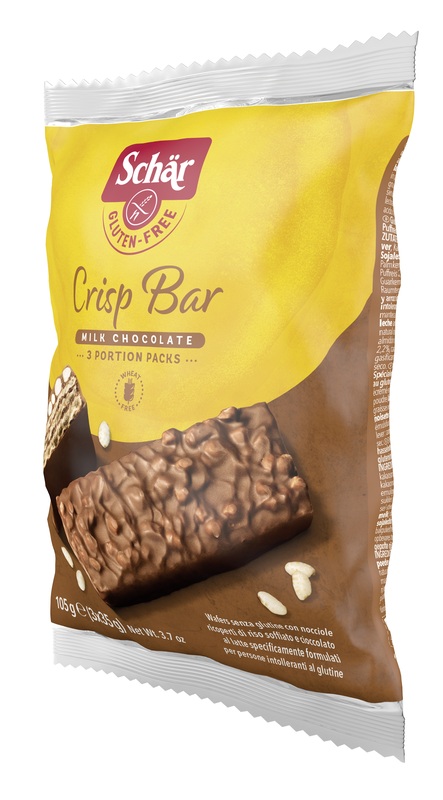 SCHAR CRISP BAR WAFERS CON NOCCIOLE RICOPERTI DI RISO SOFFIATO E CIOCCOLATO AL LATTE 3 PORZIONI DA 35 G - Farmacia Murachelli Di Putelli dr. Giovanni