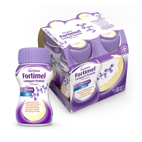NUTRICIA FORTIMEL COMPACT PROTEIN GUSTO PESCA E MANGO 4 BOTTIGLIE DA 125 ML - Farmacia Murachelli Di Putelli dr. Giovanni