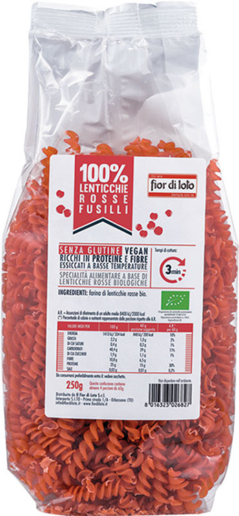 FUSILLI DI LENTICCHIE ROSSE BIO 250 G - Farmacia Murachelli Di Putelli dr. Giovanni