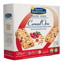 PIACERI MEDITERRANEI CEREALORO BARRETTA DI RISO CON MAIS E MIRTILLI ROSSI 6 PEZZI DA 21,5 G - Farmacia Murachelli Di Putelli dr. Giovanni