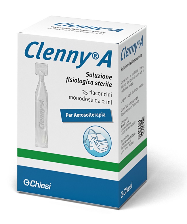 CLENNY A SOLUZIONE FISIOLOGICA STERILE PER AEROSOLTERAPIA 25 FLACONCINI MONODOSE DA 2 ML - Farmacia Murachelli Di Putelli dr. Giovanni
