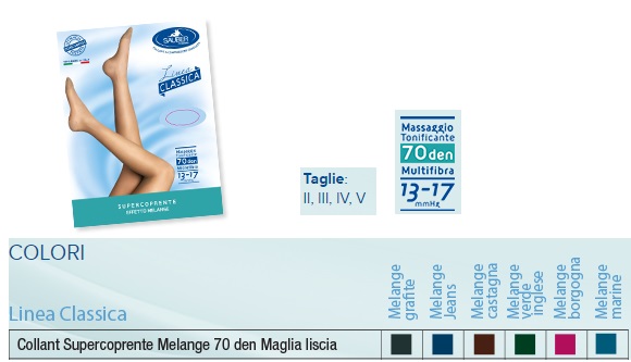 SAUBER COLLANT 70 DENARI SUPER COPRENTE MAGLIA LISCIA MELANGE MARINE 3 LINEA CLASSICA - Farmacia Murachelli Di Putelli dr. Giovanni