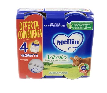 MELLIN OMOGENEIZZATO VITELLO 4 PEZZI X 80 G - Farmacia Murachelli Di Putelli dr. Giovanni