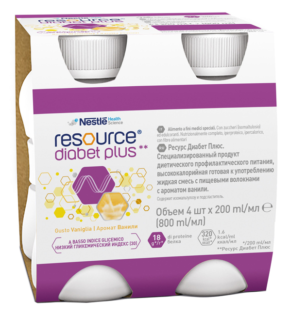 RESOURCE DIABET PLUS VANIGLIA 4 X 200 ML - Farmacia Murachelli Di Putelli dr. Giovanni