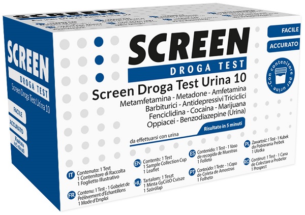 SCREEN DROGA TEST 10 DROGHE TEST ANTIDROGA CON CONTENITORE URINA - Farmacia Murachelli Di Putelli dr. Giovanni