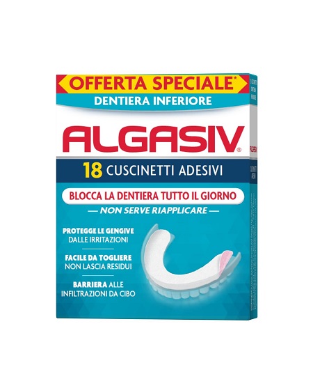 ALGASIV ADESIVO PER PROTESI DENTARIA INFERIORE 15 PEZZI OFFERTA SPECIALE + 3 PEZZI - Farmacia Murachelli Di Putelli dr. Giovanni