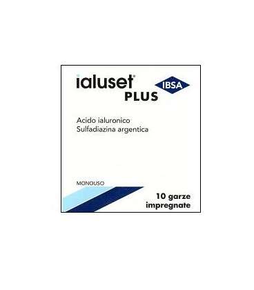 GARZA IALUSET PLUS IMPREGNATA DI CREMA DI ACIDO IALURONICO 0,05%, DI SULFADIAZINA ARGENTICA 1%, MACROGOL, GLICEROLO E ACQUA 10 X 10 CM 10 PEZZI - Farmacia Murachelli Di Putelli dr. Giovanni