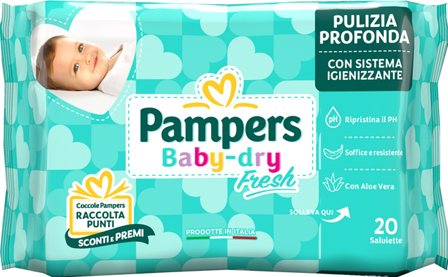 SALVIETTINE UMIDIFICATE PAMPERS BABY FRESH 30% + CONSISTENTE 20 PEZZI - Farmacia Murachelli Di Putelli dr. Giovanni