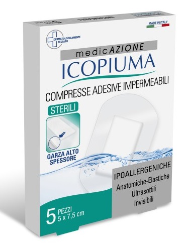 ICOPIUMA GARZA COMPRESSA MEDICATA POSTOPERATORIA 5X7,5 CM 5 PEZZI - Farmacia Murachelli Di Putelli dr. Giovanni
