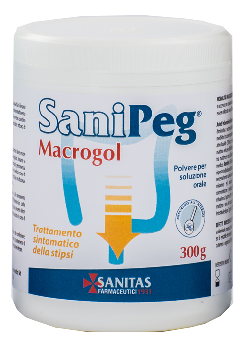 SANIPEG MACROGOL POLVERE PER SOLUZIONE ORALE BARATTOLO 300 G - Farmacia Murachelli Di Putelli dr. Giovanni