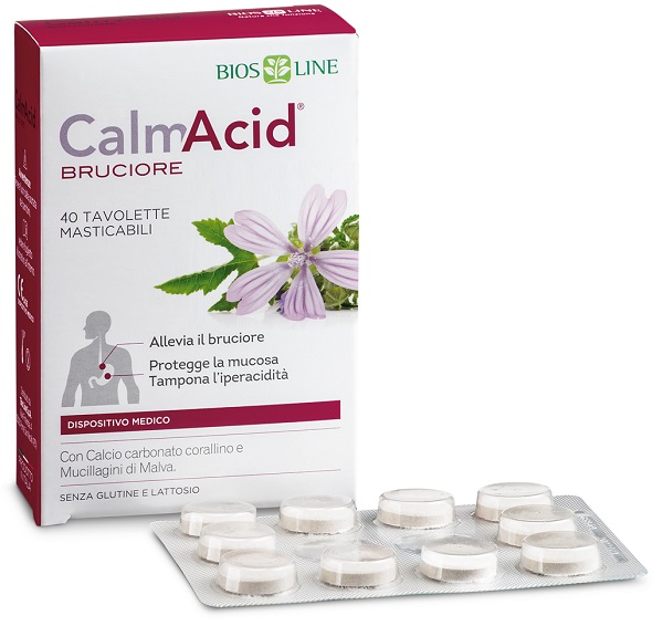 BIOSLINE CALMACID BRUCIORE 40 TAVOLETTE MASTICABILI - Farmacia Murachelli Di Putelli dr. Giovanni