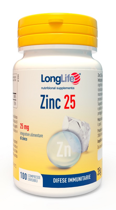 LONGLIFE ZINC 25 MG 100 COMPRESSE DIVISIBILI - Farmacia Murachelli Di Putelli dr. Giovanni
